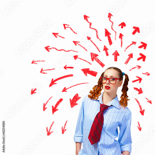 Photo: Funny girl in red glasses Funny girl in red glasses