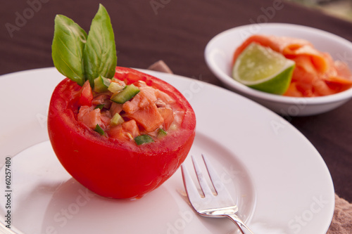 Photo: Tomato, cucumber and salmon Tomato, cucumber and salmon