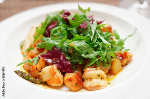 Photo: Warm appetizer made of shrimps and vegetables Warm appetizer made of shrimps and vegetables