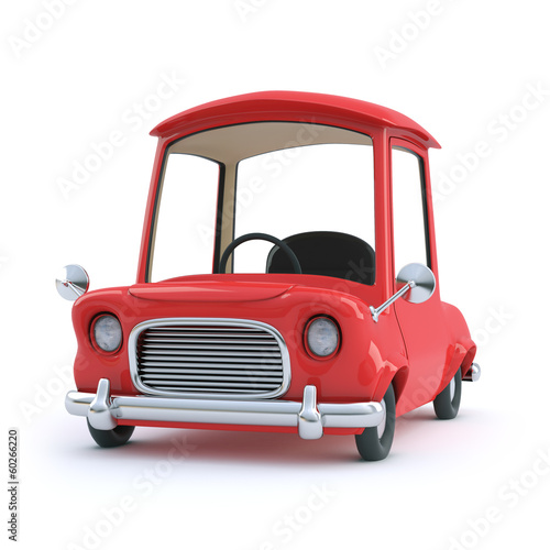 Illustration: Red cartoon car front view Red cartoon car front view