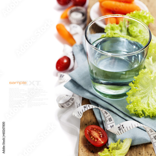 Photo: Fresh healthy vegetables and water Fresh healthy vegetables and water