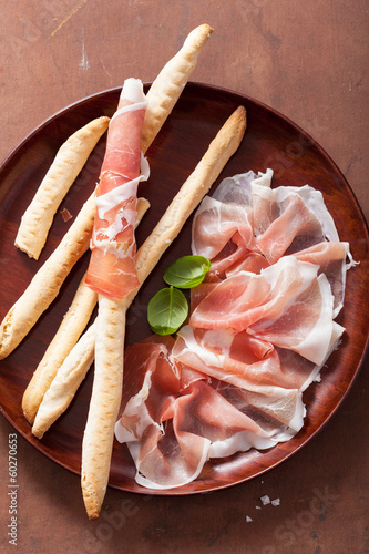 Photo: prosciutto ham and grissini bread sticks prosciutto ham and grissini bread sticks