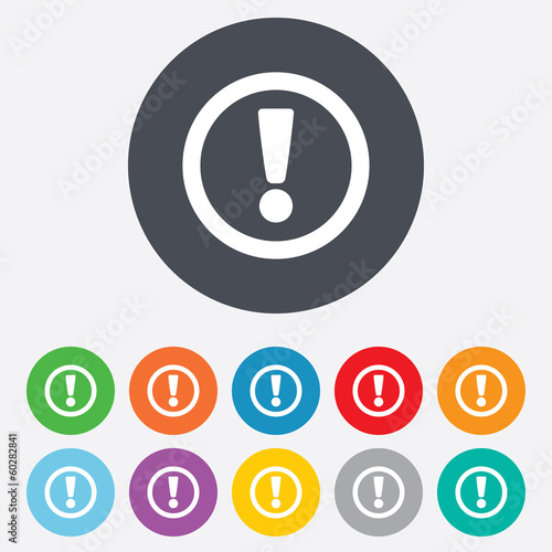 Vector: Attention sign icon. Exclamation mark. Attention sign icon. Exclamation mark.