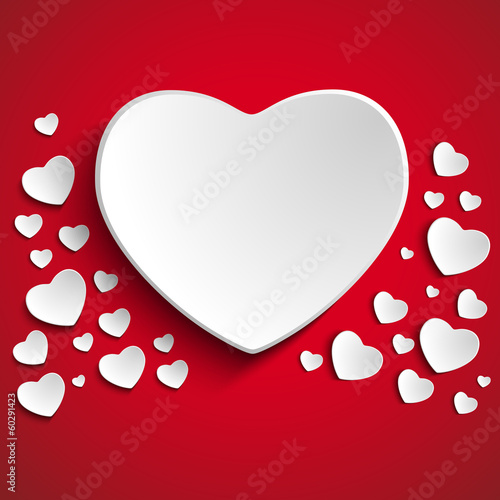 Vector: Valentine Day Heart on Red Background Valentine Day Heart on Red Background