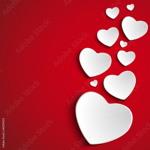 Vector: Valentine Day Heart on Red Background Valentine Day Heart on Red Background