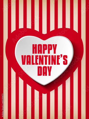 Vector: Valentine Day Heart on Retro Background Valentine Day Heart on Retro Background