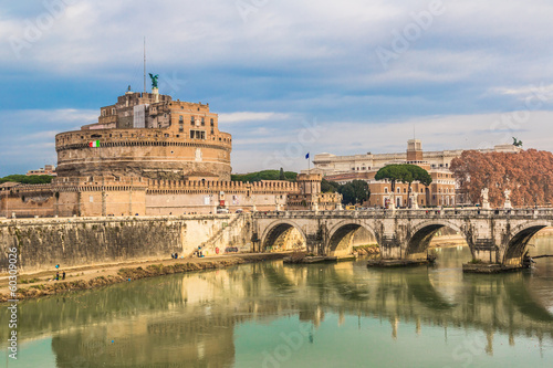 Photo: Sant Angelo Castle and Bridge in Rome, Italia. Sant Angelo Castle and Bridge in Rome, Italia.