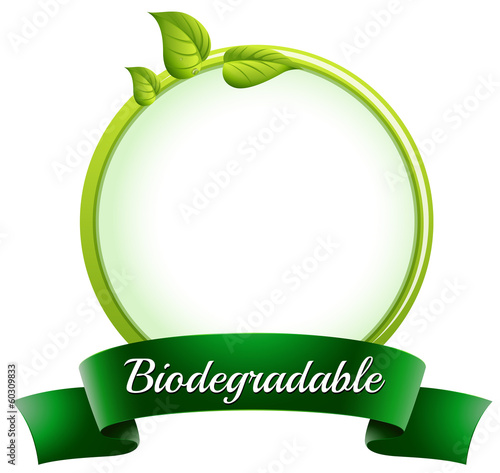 Vector: An empty round template with a biodegradable label at the bottom An empty round template with a biodegradable label at the bottom