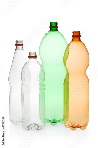 Photo: Plastic beverage bottles for recycling. Plastic beverage bottles for recycling.