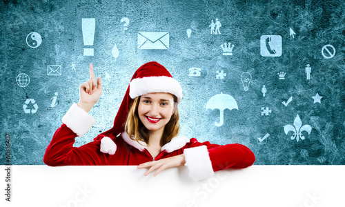 Photo: Santa girl with banner Santa girl with banner