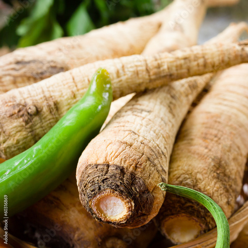 Photo: Parsley root. Organic vegetable Parsley root. Organic vegetable