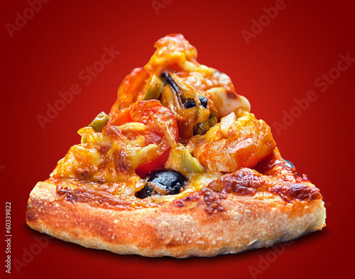 Photo: Pizza slice with seafood Pizza slice with seafood