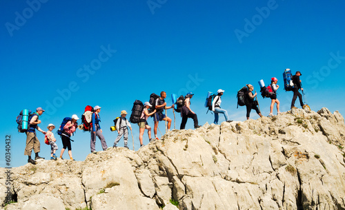Photo: Hikers group trekking in Crimea Hikers group trekking in Crimea