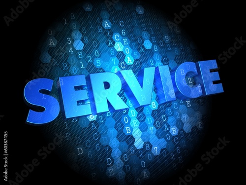 Illustration: Service on Dark Digital Background. Service on Dark Digital Background.