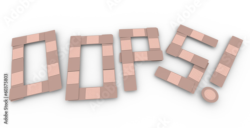 Illustration: Oops Word Accident Injury Medical Treatment Bandage Word Oops Word Accident Injury Medical Treatment Bandage Word