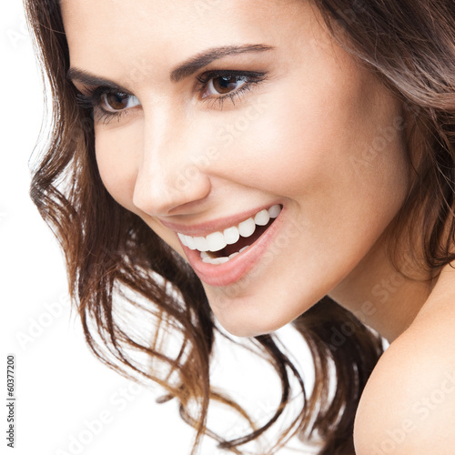 Photo: Portrait of beautiful woman, on white Portrait of beautiful woman, on white