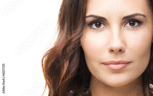 Photo: Portrait of beautiful woman, on white Portrait of beautiful woman, on white