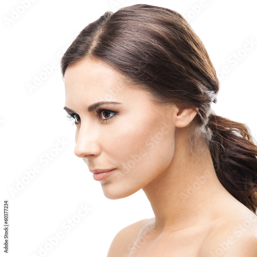 Photo: Portrait of beautiful woman, on white Portrait of beautiful woman, on white