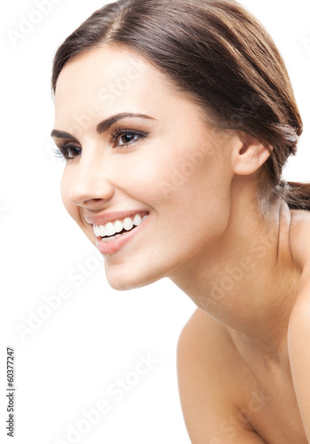 Photo: Portrait of beautiful woman, on white Portrait of beautiful woman, on white
