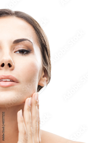 Photo: Portrait of beautiful woman, on white Portrait of beautiful woman, on white