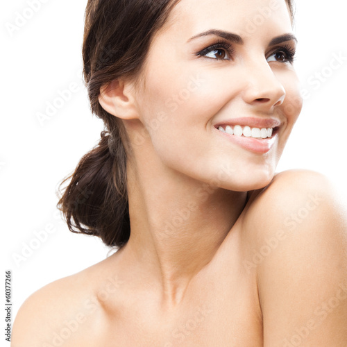 Photo: Portrait of beautiful woman, on white Portrait of beautiful woman, on white