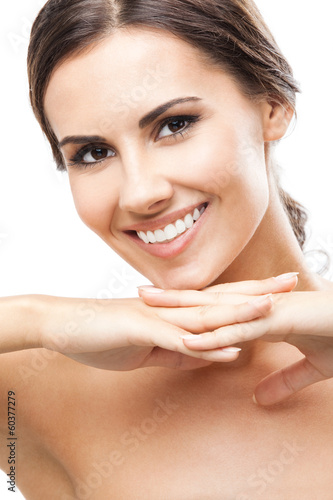 Photo: Portrait of beautiful woman, on white Portrait of beautiful woman, on white