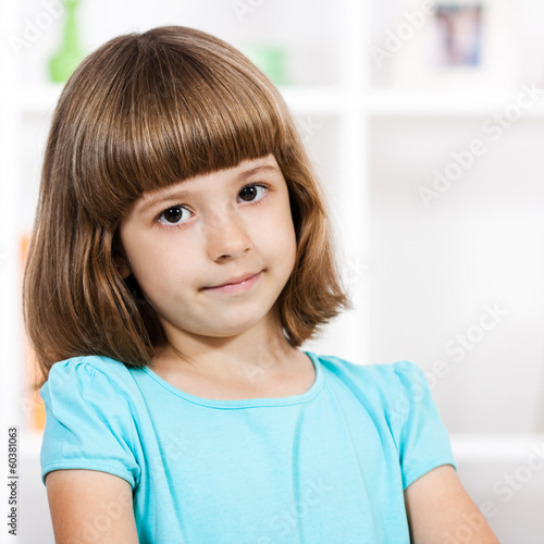Photo: Beautiful little girl with glass of milk Beautiful little girl with glass of milk