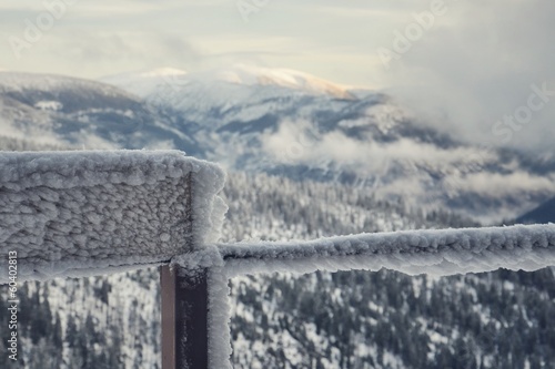 Photo: Frozen balcony railing Frozen balcony railing