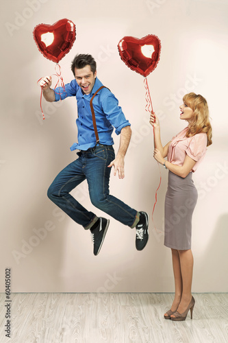Photo: Cute woman with her valentine's boyfriend Cute woman with her valentine's boyfriend