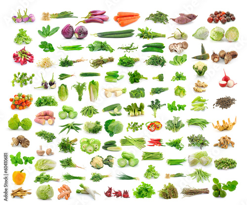 Photo: Vegetables collection isolated on white background Vegetables collection isolated on white background
