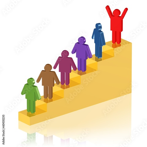Illustration: Karriere-Treppe - Einer steht ganz oben Karriere-Treppe - Einer steht ganz oben