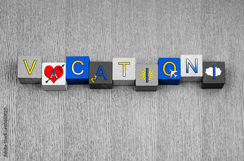 Illustration: Love Vacation, sign series for vacations, relaxing and traveling Love Vacation, sign series for vacations, relaxing and traveling