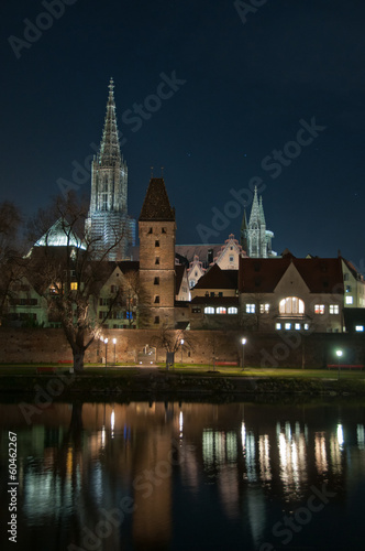Photo: Skyline of German City Ulm with Cathedral (Münster) at night Skyline of German City Ulm with Cathedral (Münster) at night