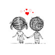 Couple in love together, valentine sketch for your design Couple in love together, valentine sketch for your design