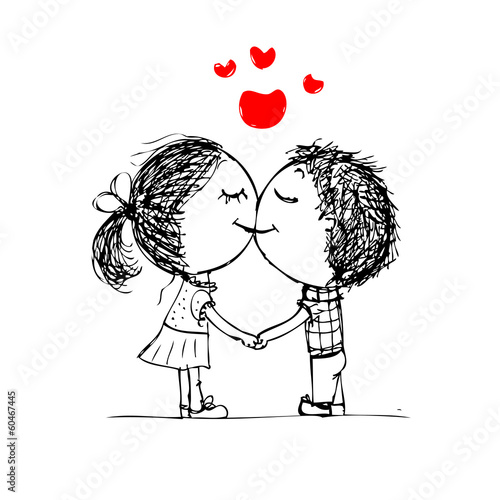 Vector: Couple kissing, valentine sketch for your design Couple kissing, valentine sketch for your design