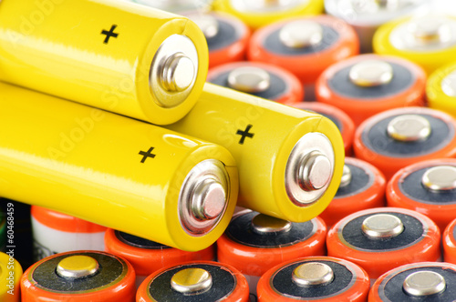 Photo: Composition with alkaline batteries. Chemical waste Composition with alkaline batteries. Chemical waste