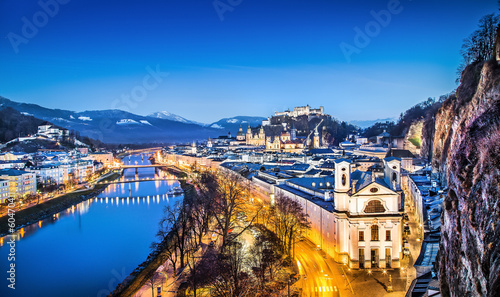 Photo: Historic city of Salzburg at blue hour, Salzburger Land, Austria Historic city of Salzburg at blue hour, Salzburger Land, Austria