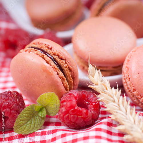 Photo: Macaroons, raspberries Macaroons, raspberries