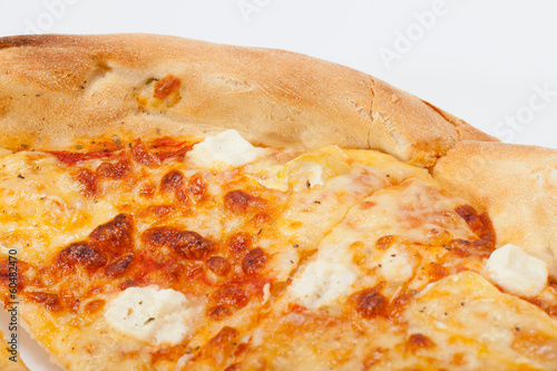 Photo: delicious italian pizza isolated over white background delicious italian pizza isolated over white background