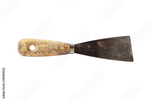 Photo: Used trowel isolated on white background Used trowel isolated on white background