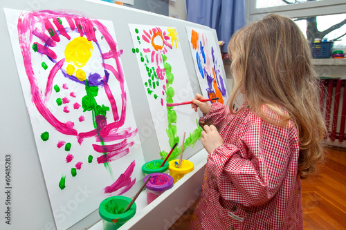 Photo: Little girl painting on paper Little girl painting on paper