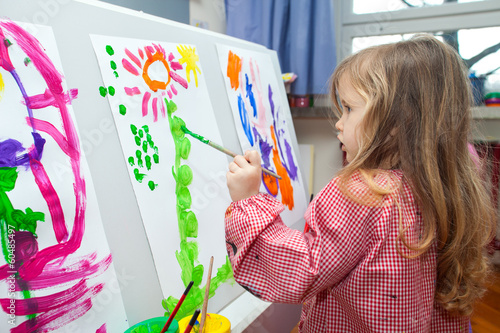 Photo: Little girl painting on paper Little girl painting on paper