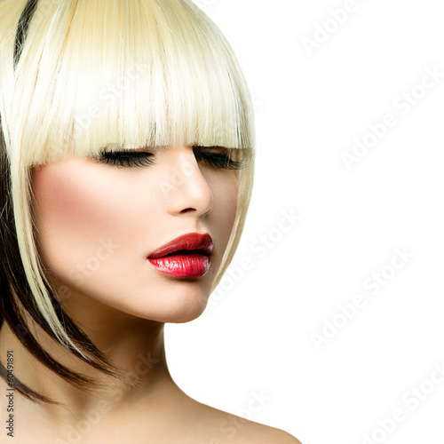 Photo: Beautiful Fashion Woman Hairstyle for Short Hair. Fringe Haircut Beautiful Fashion Woman Hairstyle for Short Hair. Fringe Haircut