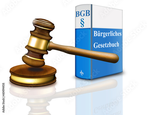 Illustration: Bürgerliches Gesetzbuch und Gerichtshammer freigestellt Bürgerliches Gesetzbuch und Gerichtshammer freigestellt