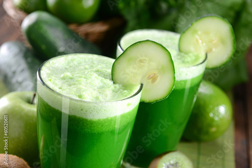 Photo: Two glasses of green juice Two glasses of green juice