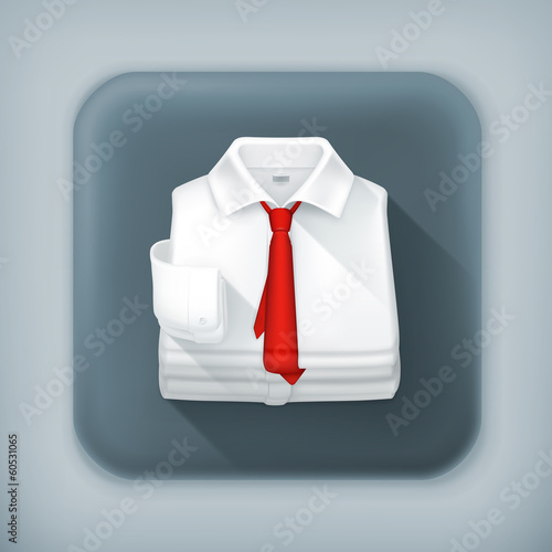 Vector: White Dress shirt, long shadow vector icon White Dress shirt, long shadow vector icon