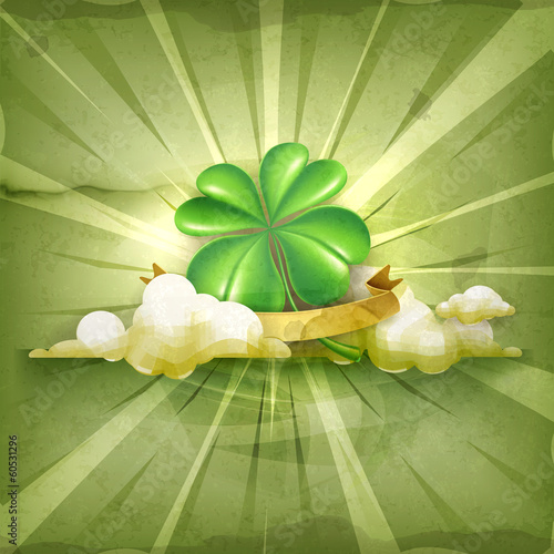 Vector: Lucky Clover, old style vector background Lucky Clover, old style vector background