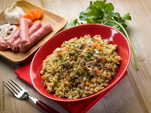 Photo: rice with sausage rice with sausage