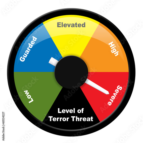 Illustration: Illustration showing level of terror threat - Severe Illustration showing level of terror threat - Severe