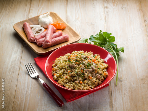 Photo: rice with sausage rice with sausage